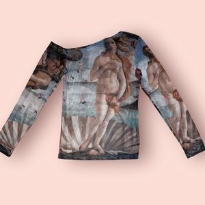 Y2K the birth of Venus sheer printed long sleeve top size S